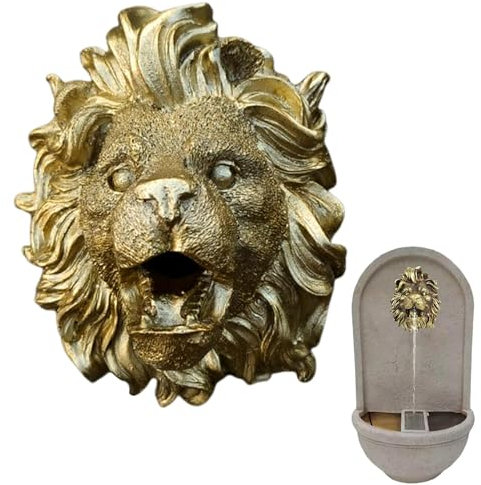 Fountain Spitter | Fontana da parete a forma di leone, per fontana, irrigatore a cascata in resina naturale, decorazione da giardino e stagno, decorazione da parete per giardino, patio,