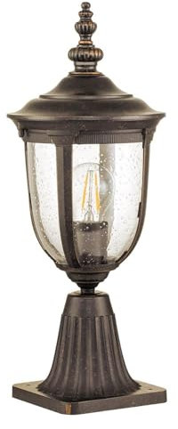 Licht-Erlebnisse Sockelleuchte außen 46,6 cm IP44 in Bronze Glas Aluminium Rustikal Wegeleuchte Garten Stehlampe außen