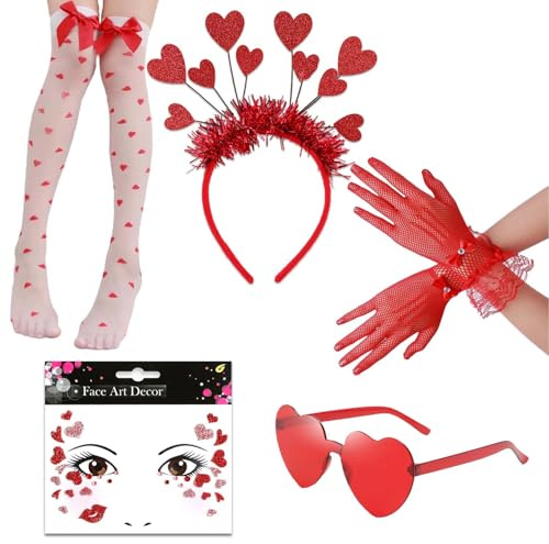 CZAYEFNH Damen Amor Themenaccessoires Set, Herz Sonnenbrille, Flügel- und Pfeil Design Zubehör für Karneval, Motto-Partys, Fotografie und Bühnenauftritte