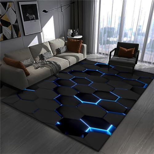 Moderner 3D-Vision-Spielteppich für Jungen, Schlafzimmer, Spielzimmer, Bodenmatte, Teenager, Kinder, waschbar, schwarz, 40 x 60 cm