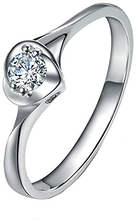 Bishilin Ehering Damen Einzeln Platin 950, Hochzeit Ringe Solitär mit Diamant 0.1ct Verlobungsringe Nickelfrei für Frauen Größe 62 (19.7)