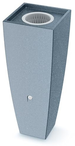 YourCasa PureFlow PureFlow - Barril de agua con rosca de metal y cesta de filtro, 100 l, de plástico, resistente a las heladas, depósito de agua de lluvia, para jardín, color gris