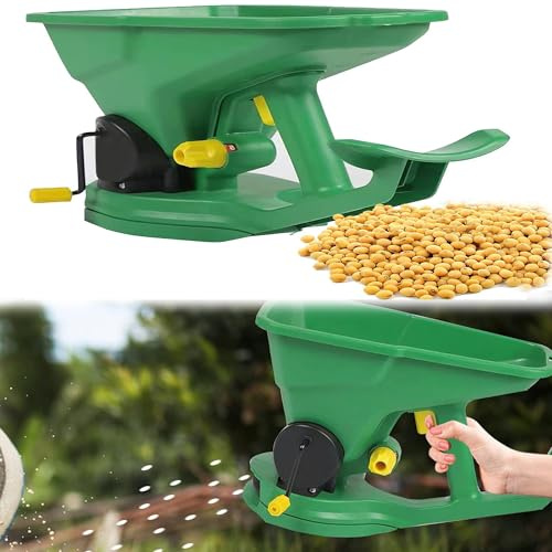 CINY Gardening Portable Seed Spreader , Adjustable Gear Size, Capacity 1.5L, with a Valve Switch, Hand-cranked to Control the Speed of Seed Sowing, Soybean Spreader , Garden Lawn Trellis Seeding Tool