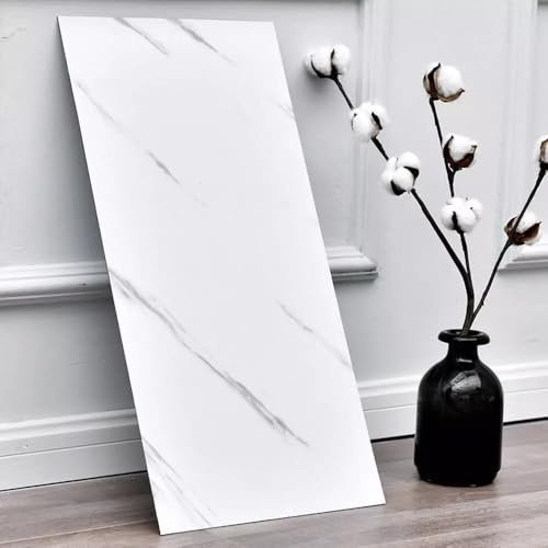Hatler Homes 10 Pcs Bathroom Wall Panels PVC Cladding Shower Wet Wall Tile Marble Effect Decor Tiles Sticker (White Marble)
