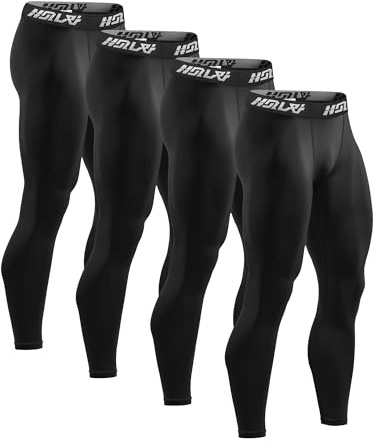 Holure 2 eller 3 eller 4-pack kompressionsbyxor för män, atletisk träning löpning leggings för män, sport baslager termiska tights, 4-pack: svart/svart/svart/svart, M