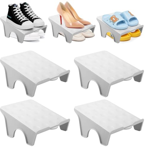 RANJIMA Schuhschlitze Organizer, 4 Stück Schuhstapler Platzsparen Doppelschicht Schuhregal Schuhorganizer Schuhhalter Platzsparend,Organizer Schuhe Aufbewahrung für Zuhause Wohnzimmer