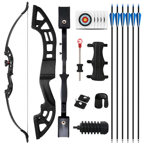 SERfawnCH Ambidextrous Recurve Bow – 30lbs Beginner Target Archery Set for Adults, Lightweight Training Bow Kit – Draw 130cm
