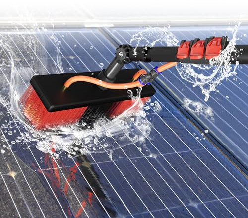 FIVMEN Brosse de lavage télescopique de 6 m avec manche télescopique et tête de brosse de 30 cm - Kit de nettoyage pour fenêtres, toit de terrasse, système PV, installations solaires, jardin d'hiver