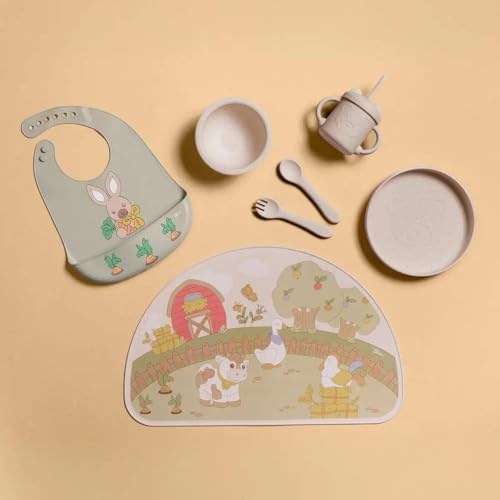 THUN - Bavaglino in silicone con tasca - silicone - Collezione Baby Dolce Fattoria - 23 x 29 cm