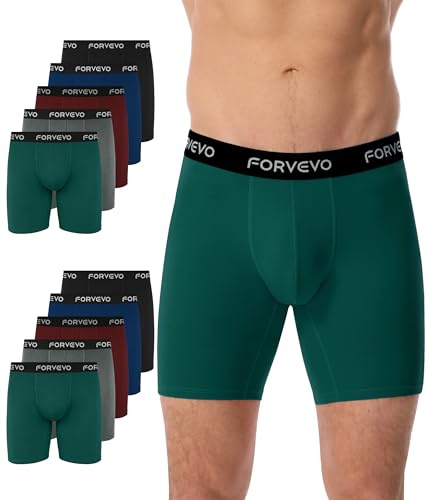 FORVEVO - Confezione da 6 boxer da uomo a gamba lunga in cotone, biancheria intima traspirante da uomo, biancheria elastica morbida (Taglie M-3XL), M