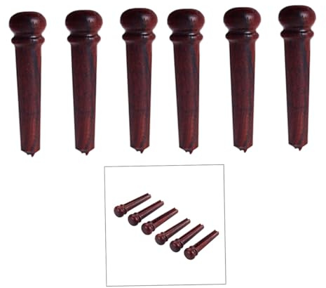 Abaodam Redwood Guitar Bridge Pins Classic Ancient Style 6pcs Improve Guitar Sound Quality Convenient Installation with Delicate Appearance for Acoustic and Folk Stringed Instruments