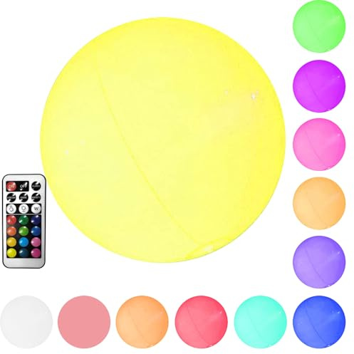 Glow in the Dark Light Up Beach Ball - Jumbo Pool Wet mit 13 farbwechselnden LED-Lichtern und Fernbedienung, Schwimmender Partyballon für Schwimmbäder | Lustige Outdoor Deko Event