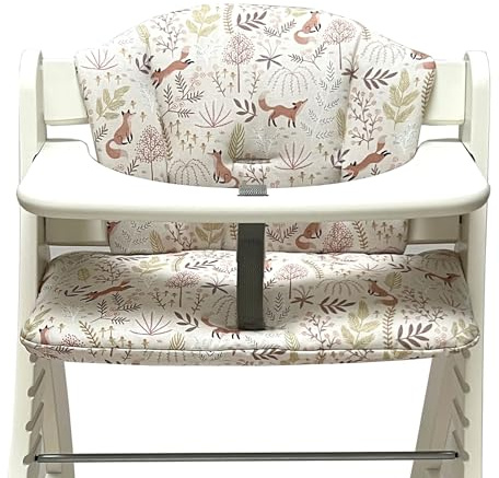 Blausberg Baby - Sitzkissen Set Hauck Alpha, Beta Polster Zubehör Hochstuhl - Sitzauflage 100% Baumwolle, Oeko-TEX Standard 100 - Made in Germany Fuchs Blau (Fuchs Beige)