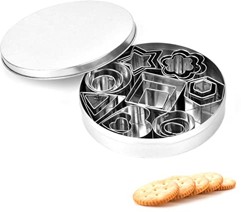 Pssopp Premium Rostfritt Stål Kakskärare Set Ergonomisk Design för Kex Bakmögel Skärare, Lämplig för Olika Tillfällen, 24 St