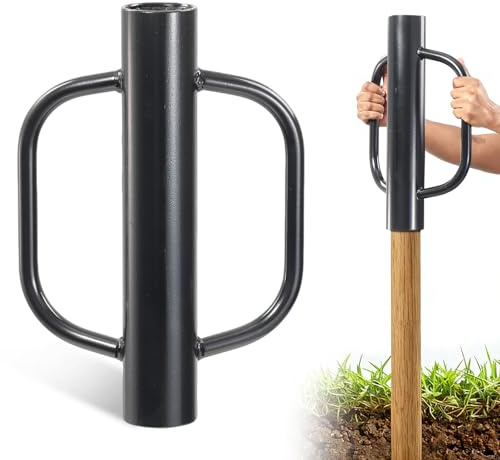 T Post Driver, 12 LB Metal Fence Post Driver with Handle, 2.7 Inner Diameter Manual Post Pounder, Heavy Duty Tpost Driver, Hand Post Rammer for U Fence Posts, T Posts, Wooden Posts, 17 Inch Black
