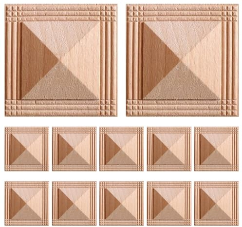 Calcomanías para muebles, 12 piezas, apliques decorativos cuadrados de madera tallada para gabinete, tocador, tocador, decoración de paredes y restauración de muebles