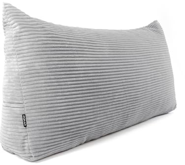 POKAR Wedge Pillow 70x40x20 cm | Reading Pillow with Back Support for Sofa and Bed | Large Backrest Cushion with Side Pockets | Headboard Triangular Cushion | Oeko Tex 100 Certified | Grey