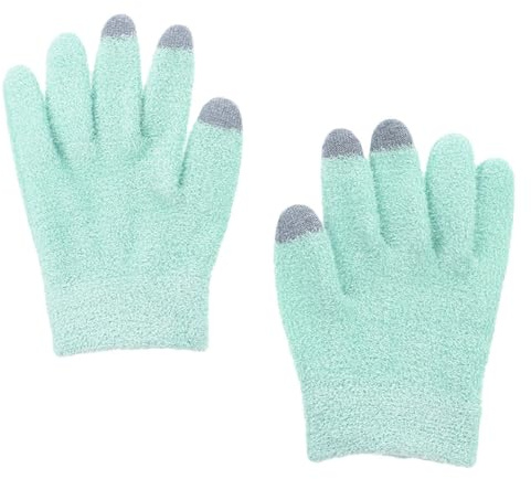 Healifty 1 Pair Autumn Green Touchscreen Moisturizing Spa Gel Gloves for Dry Cracked Hands, Hand Care Treatment Gloves with Hydrating Gel for Sensitive Skin in Beauty Personal Care