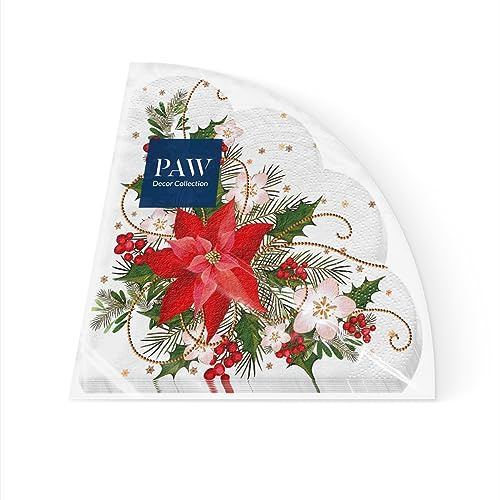 PAW Servietten Ø 32 cm, 12 Stück - Weihnachtsstern-Komposition