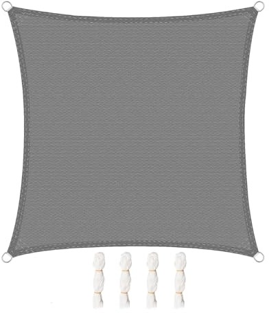 WOLTU Vela ombreggiante 3x3m in HDPE 180 g/m² Traspirante Tenda a Vela Parasole Quadrato Protezione Solare Respirante Anti UV Giardino Esterni Grigio