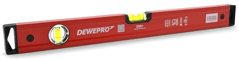 DEWEPRO® Niveau à bulle professionnel en aluminium - Laqué rouge - Longueur : 50 cm 0,5 m - Tolérance de mesure : 0,5 mm/m - Niveau à bulle en aluminium