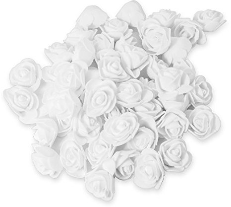 MissBirdler Rosenköpfe 50x Rosen Weiß Foamrosen Kunstrosen Weiße Rosenblüten Schaumrosen Rosenblätter Künstliche Blumen Streudeko Tischdeko Basteln Hochzeit Geburtstag Muttertag Valentinstag