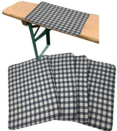 JEMIDI Cojines para Bancos de Cerveza - Juego 4X cojín Individual para Banco Alargado de jardín sillas duras - Almohadas Acolchadas 35 x 24 x 1,5 cm