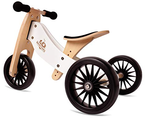 Kinderfeets Bicicletta a bilanciamento in legno 2-in-1 & triciclo Tiny Tot Plus - Bianco