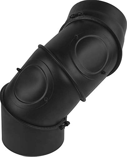 rg-vertrieb, Ofenrohrbogen, Winkel von 0 bis 135°, Stahlrohr, Senotherm-Rauchgasabzug Schwarz 2 mm, Rauchgasrohrbogen für Heizung, 3 x 45° (180 mm)
