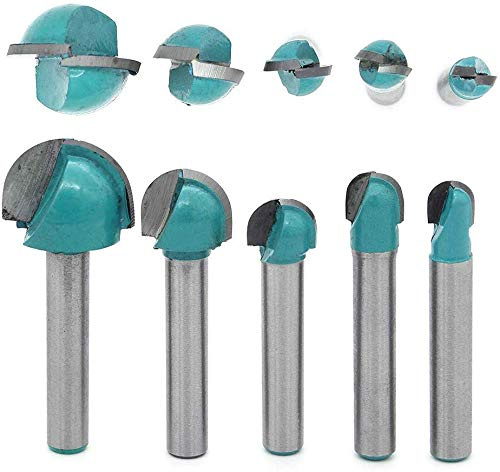 DingGreat 5 tlg 6 mm Schaft Oberfräser Hohlkehlfräser, Rund Nase Cove Core Box Fräser Holzbearbeitung Fräser 6mm /8mm /10mm /12mm /18mm