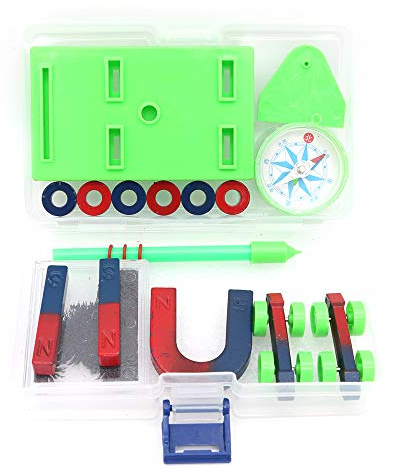 DollaTek Physical magnet experiment set popular science U-shaped round bar magnet, iron powder box magnetic levitation experiment equipment