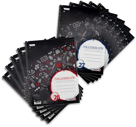 Landré Collegeblock A4 kariert und liniert mit Rand, 80 Blatt, 10 Stück