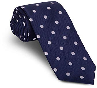Corbata Azul Marino Lunares Blancos en Seda Natural
