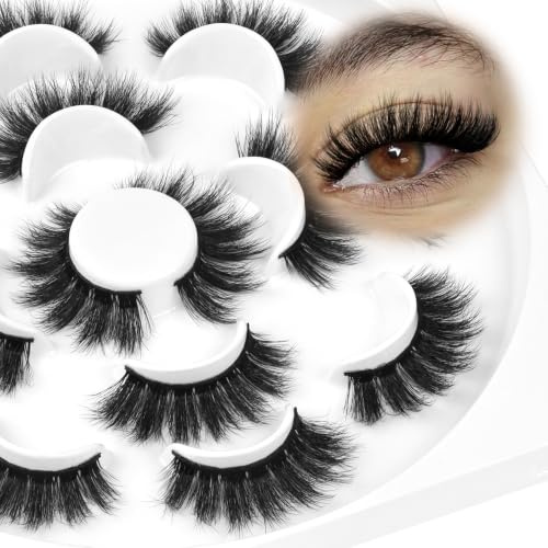 Veleasha Lashes 5D False Eyelashes Handmade Eye Lashes Fluffy Fake Lashes Eyelashes Dramatic Look 7 Pairs Luxurious Volume Fake Eyelashes Pack (801)