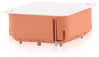 Gerätedose Verbindungsdose Verteilerdose Hohlwanddose Breite 103mm, Länge 103mm, Höhe 40mm, Orange IP30 650°C für Gibskarton-Platten & Holzwände, Inkl. Pfoten (Schrauben) kompatibel mit Deckel