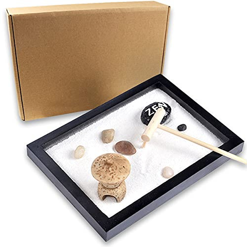 Mini Jardin Zen de Méditation Avec Plateau et Râteau - Décoration pour Détente à Domicile