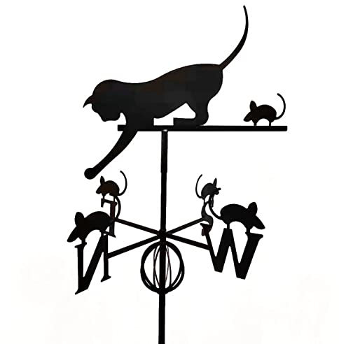 DIESZJ Girouette - Girouette en acier inoxydable pour chat - Pour maison, garage, jardin - Avec indicateur de direction du vent