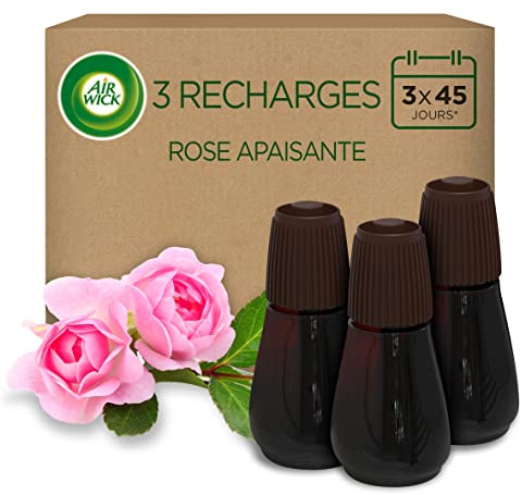 Air Wick Essential Mist - Recambio de Ambientador Difusor de Aceites Esenciales con Aroma a Rosa, Multicolor, 3 x 29ml