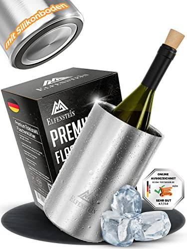 ELFENSTEIN Weinkühler Edelstahl [4h Kühlung & kratzfester Boden] Sektkühler doppelwandig, Flaschenkühler outdoor, Champagnerkühler, Getränkekühler, wine cooler, weinflaschenkühler