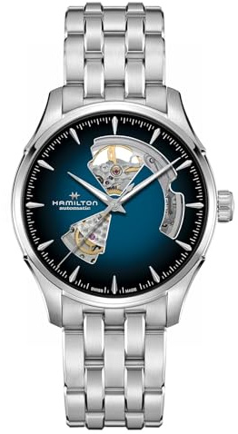 HAMILTON Automatik Herrenuhr Jazzmaster Open Heart Blau H32675140