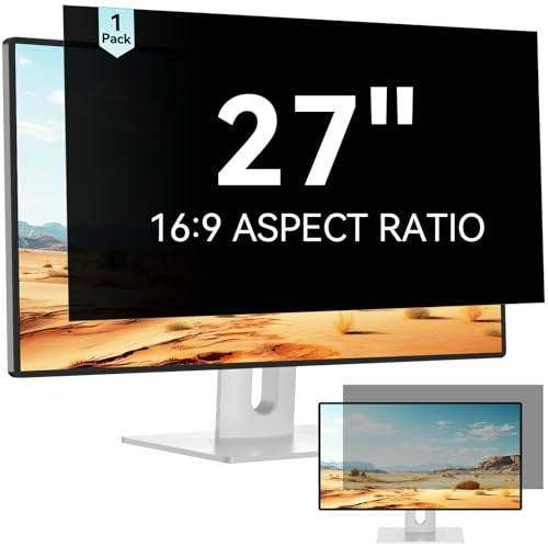 Mamol 27 Inch Computer Privacy Screen for 16:9 Aspect Ratio Widescreen Monitor - Removable Anti Glare Blue Light Filter, Computer Privacy Shield