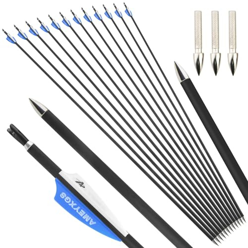 surwolf 32 Bågskytte kolpilar, ID 4,2 mm jaktpilar, träningspilar, 1000 Spine，för Archery Compound och Recurve båge 12&24 st (Blue-Arrows, 24)