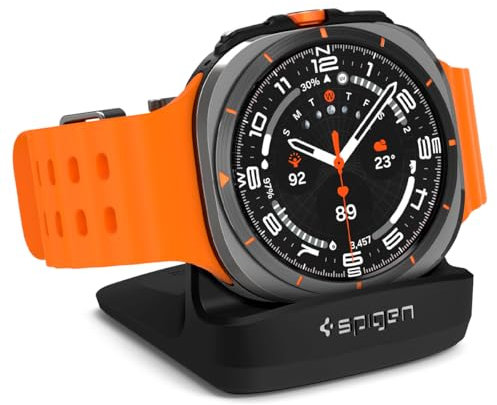 Spigen S353 Smartwatch Ladestation Ständer Dockingstation Kompatibel mit Galaxy Watch 8 Classic 46mm (2025) | 8 40/44mm (2025) | 7 40/44mm (2024) | 6/6 Classic (2023) | 5/5 Pro (2022) - Schwarz