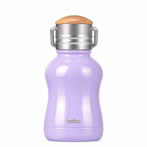 YOHKOH Mini bouteille d'eau isotherme en acier inoxydable de 1,9 L – Chaud 12 heures, froid 24 heures, anti-fuite, sans BPA, couvercle en bambou, sport, violet