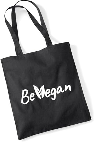 Huuraa Jutebeutel Be Vegan Blätter Geschenk | Baumwollbeutel 10 Liter Stoffbeutel Beutel aus Baumwolle Tasche Geschenkidee Einkaufstasche Langen Henkel