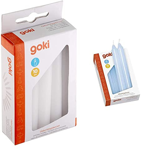Goki 15051 - Dekoration - Geburtstagskerzen-Set für GK 106/108/55985/60975 Weiß & Geburtstagskerzen-Set Blau