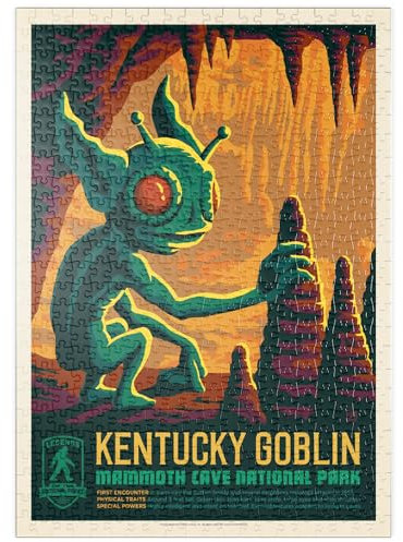 MyPuzzle Legends of The National Parks: Mammoth Cave's Kentucky Goblin, Vintage Poster - Premium 500 Teile Puzzle - MyPuzzle Sonderkollektion von Anderson Design Group