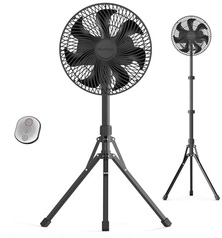 Marchpower Ventilator leise Standventilator mit Fernbedienung,höhenverstellbar Ventilator 118CM,4 Geschwindigkeitsstufen|Timing-Funktion|Automatische Oszillation Standlüfter für Camping Ø23.2CM