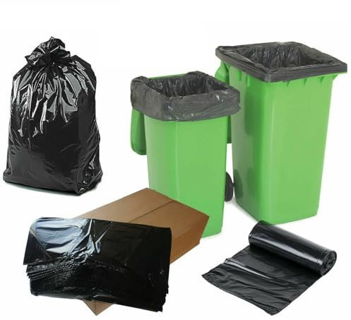 ARA CHOICE Heavy Duty Wheelie Bin Bags Liners Roll Waste Refuse Sacks Food General Indoor Outdoor Plastic Rubbish Bag 29x15x33x 25mu/100 Gauge (40)