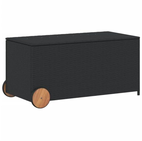 Willood Gartentruhe mit Rollen Schwarz 190L Poly Rattan